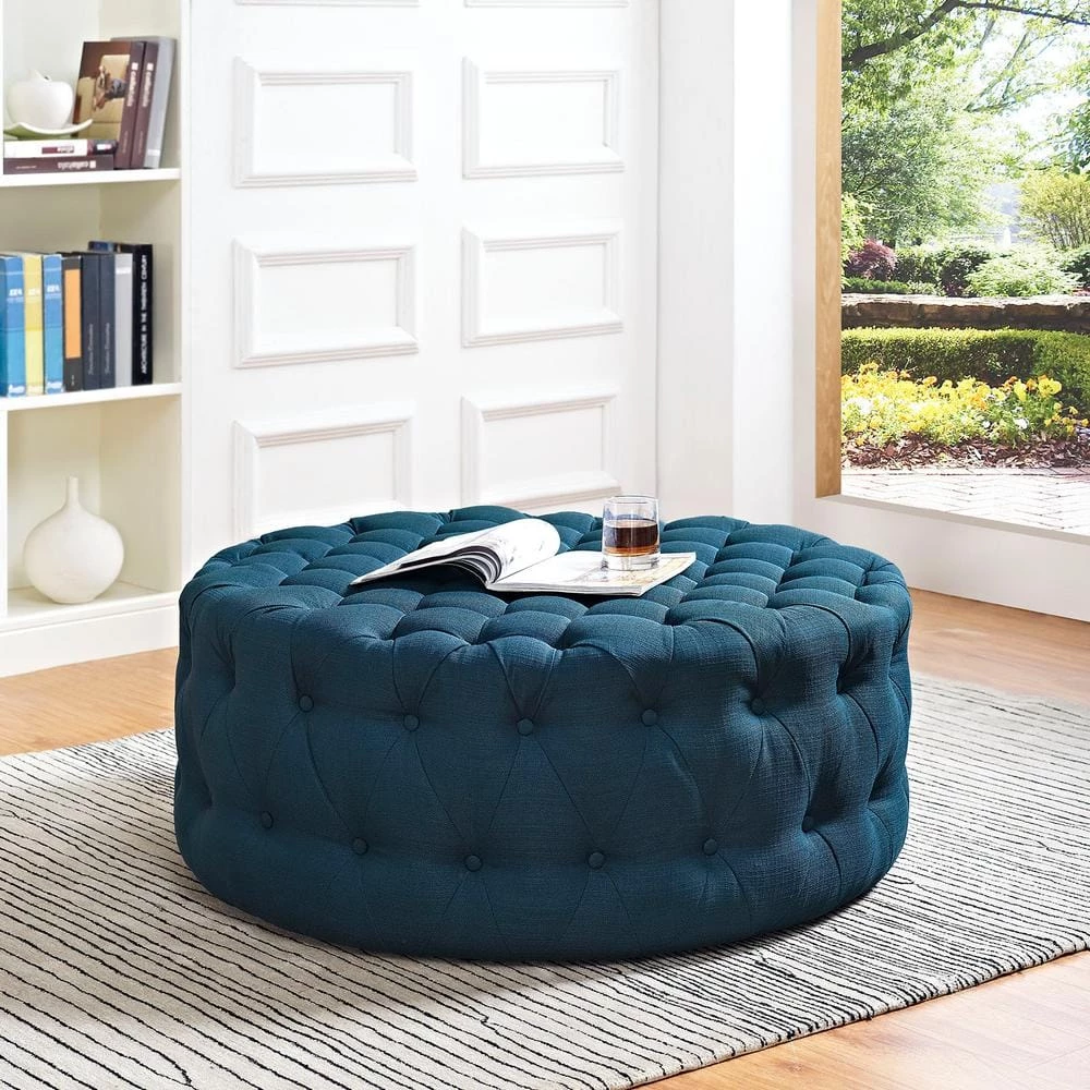 Azure Amour Upholstered Fabric Ottoman by MODWAY 7 Azure Amour Upholstered Fabric Ottoman by MODWAY - Image 5