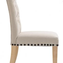 Beige Contemporary Modern Linen Upholstered Dining Side Chair Wood Frame (Set of 2) by Boyel Living -MODWAY store beige boyel living accent chairs bl in603bg 1f 1000