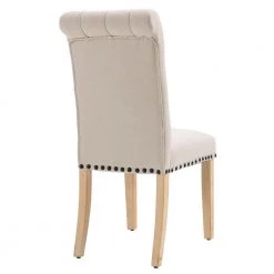 Beige Contemporary Modern Linen Upholstered Dining Side Chair Wood Frame (Set of 2) by Boyel Living -MODWAY store beige boyel living accent chairs bl in603bg 44 1000