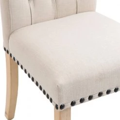 Beige Contemporary Modern Linen Upholstered Dining Side Chair Wood Frame (Set of 2) by Boyel Living -MODWAY store beige boyel living accent chairs bl in603bg c3 1000