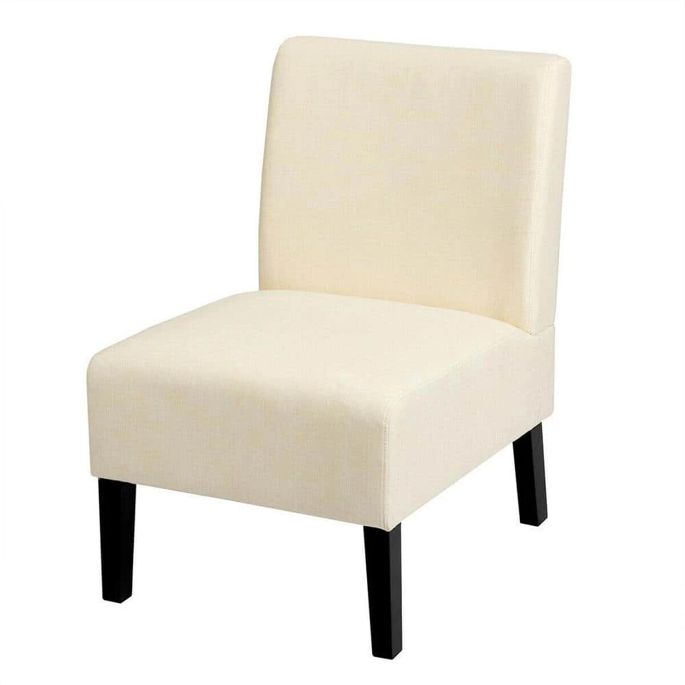 Beige Linen Solid Wood Fabric Accent Chair by Boyel Living 3 Beige Linen Solid Wood Fabric Accent Chair by Boyel Living