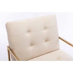 Beige Velvet Tufted Dining Arm Chair with Golden Base by Boyel Living -MODWAY store beige boyel living accent chairs wf xy10be 44 1000