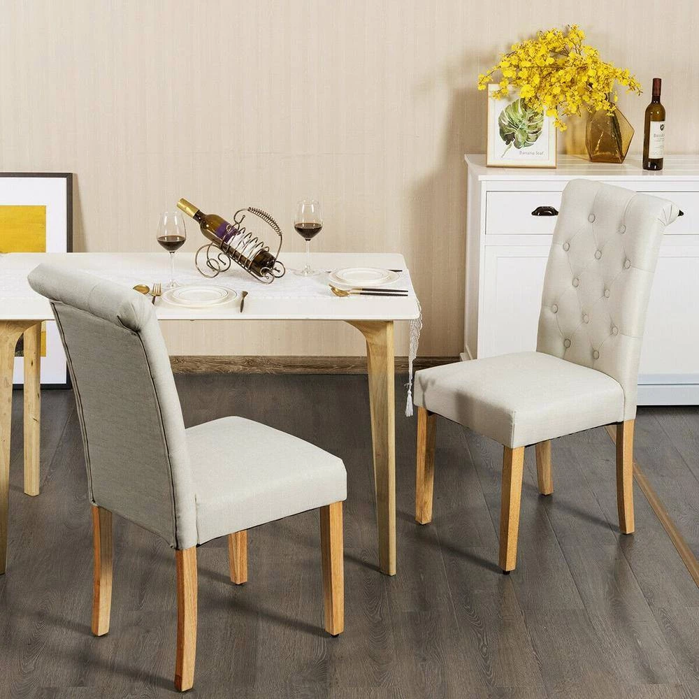 Beige 2-Piece Upholstered Dining Chairs by Boyel Living 7 Beige 2-Piece Upholstered Dining Chairs by Boyel Living - Image 5