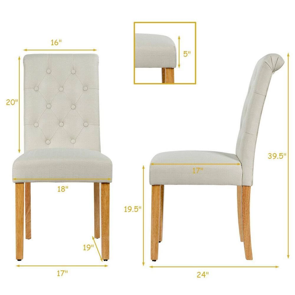 Beige 2-Piece Upholstered Dining Chairs by Boyel Living 6 Beige 2-Piece Upholstered Dining Chairs by Boyel Living - Image 4
