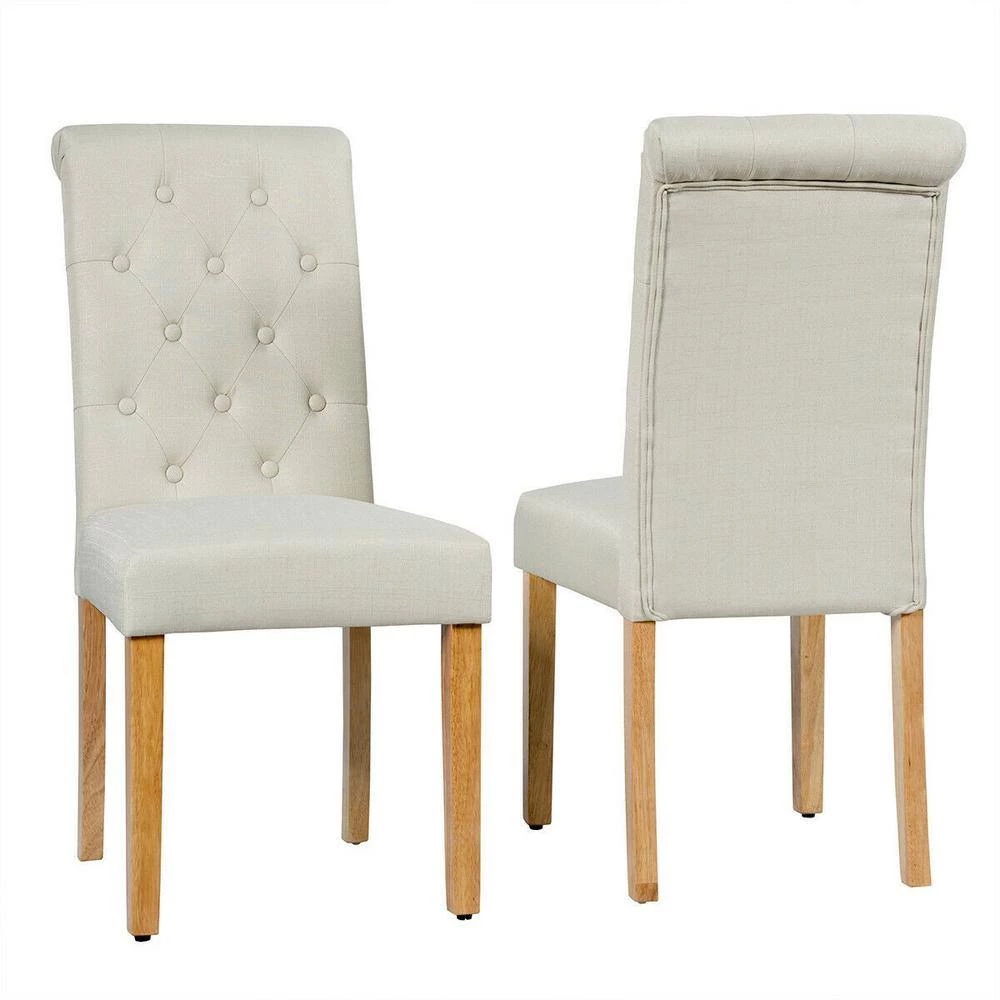 Beige 2-Piece Upholstered Dining Chairs by Boyel Living 5 Beige 2-Piece Upholstered Dining Chairs by Boyel Living - Image 3