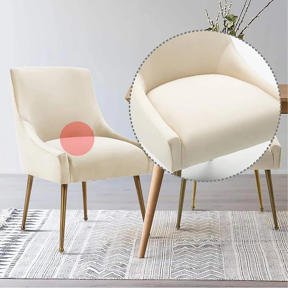 Beige Velvet Upholstered Dining Chair with Electroplated Legs (Set of 2) by Boyel Living 6 Beige Velvet Upholstered Dining Chair with Electroplated Legs (Set of 2) by Boyel Living - Image 4
