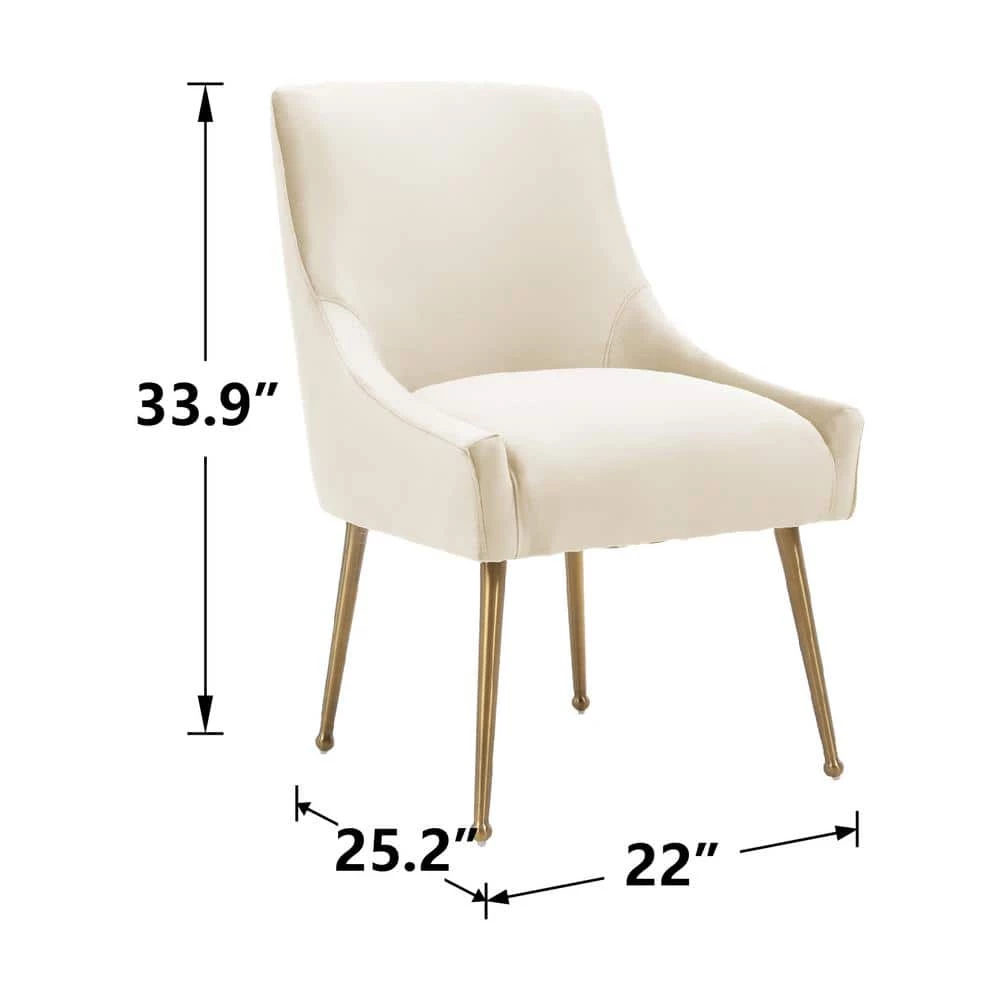 Beige Velvet Upholstered Dining Chair with Electroplated Legs (Set of 2) by Boyel Living 10 Beige Velvet Upholstered Dining Chair with Electroplated Legs (Set of 2) by Boyel Living - Image 8