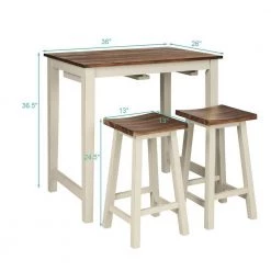 3-Piece Beige Bar Table Set Counter Pub Table with 2-Stool Chairs by Boyel Living -MODWAY store beige boyel living dining room sets wf hw65218 1f 1000