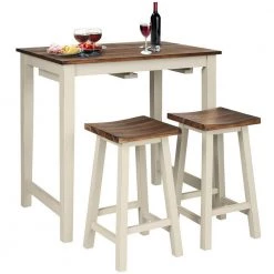 3-Piece Beige Bar Table Set Counter Pub Table with 2-Stool Chairs by Boyel Living -MODWAY store beige boyel living dining room sets wf hw65218 44 1000