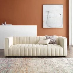 Reflection 91 in. Beige Channel Tufted Polyester 3-Seater Tuxedo Sofa by MODWAY 19 Reflection 91 in. Beige Channel Tufted Polyester 3-Seater Tuxedo Sofa by MODWAY -MODWAY store beige modway sofas couches eei 3881 bei 31 1000