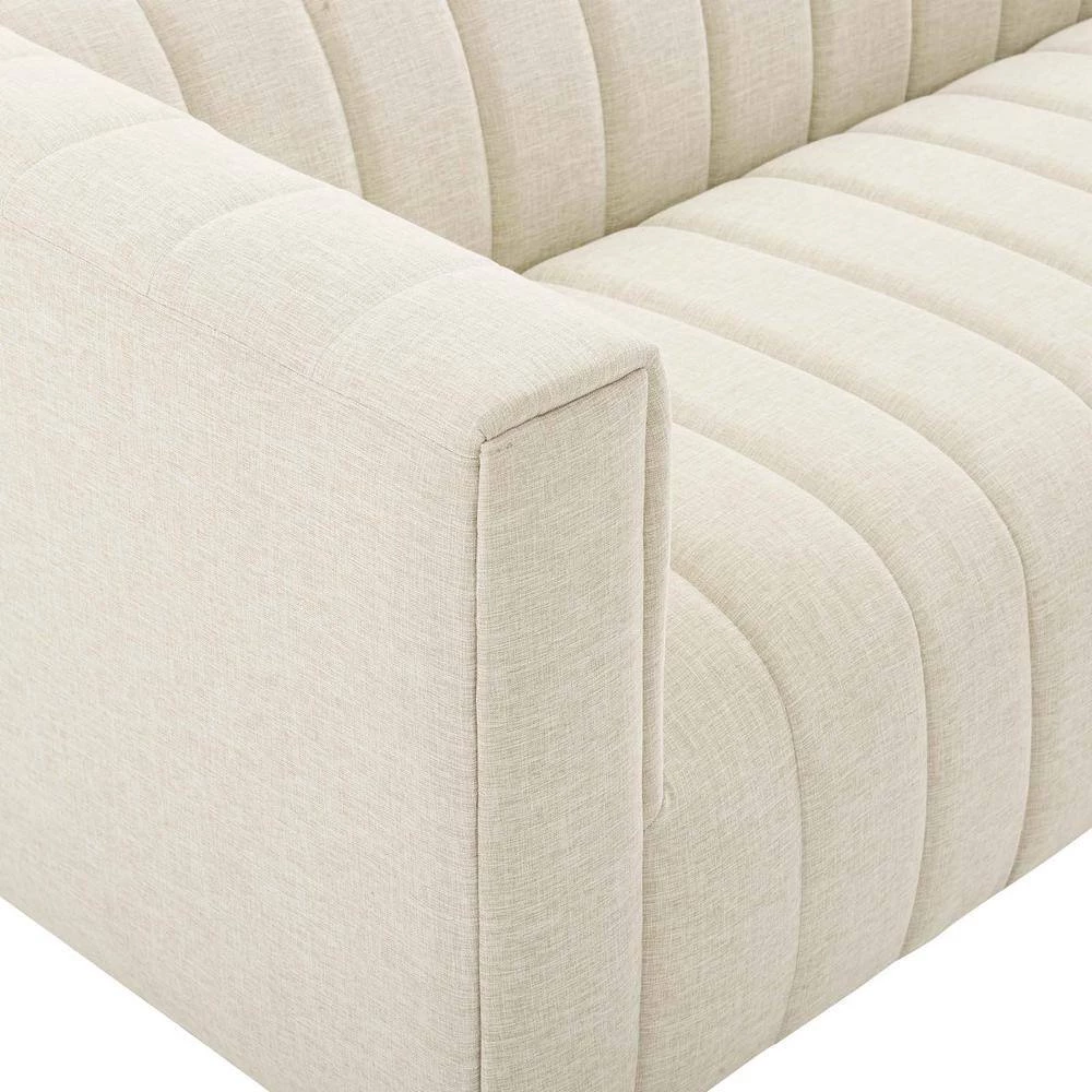 Reflection 91 in. Beige Channel Tufted Polyester 3-Seater Tuxedo Sofa by MODWAY 9 Reflection 91 in. Beige Channel Tufted Polyester 3-Seater Tuxedo Sofa by MODWAY - Image 7