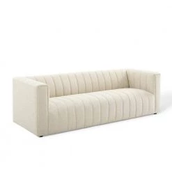 Reflection 91 in. Beige Channel Tufted Polyester 3-Seater Tuxedo Sofa by MODWAY 15 Reflection 91 in. Beige Channel Tufted Polyester 3-Seater Tuxedo Sofa by MODWAY -MODWAY store beige modway sofas couches eei 3881 bei 4f 1000