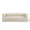 Reflection 91 in. Beige Channel Tufted Polyester 3-Seater Tuxedo Sofa by MODWAY -MODWAY store beige modway sofas couches eei 3881 bei 64 1000