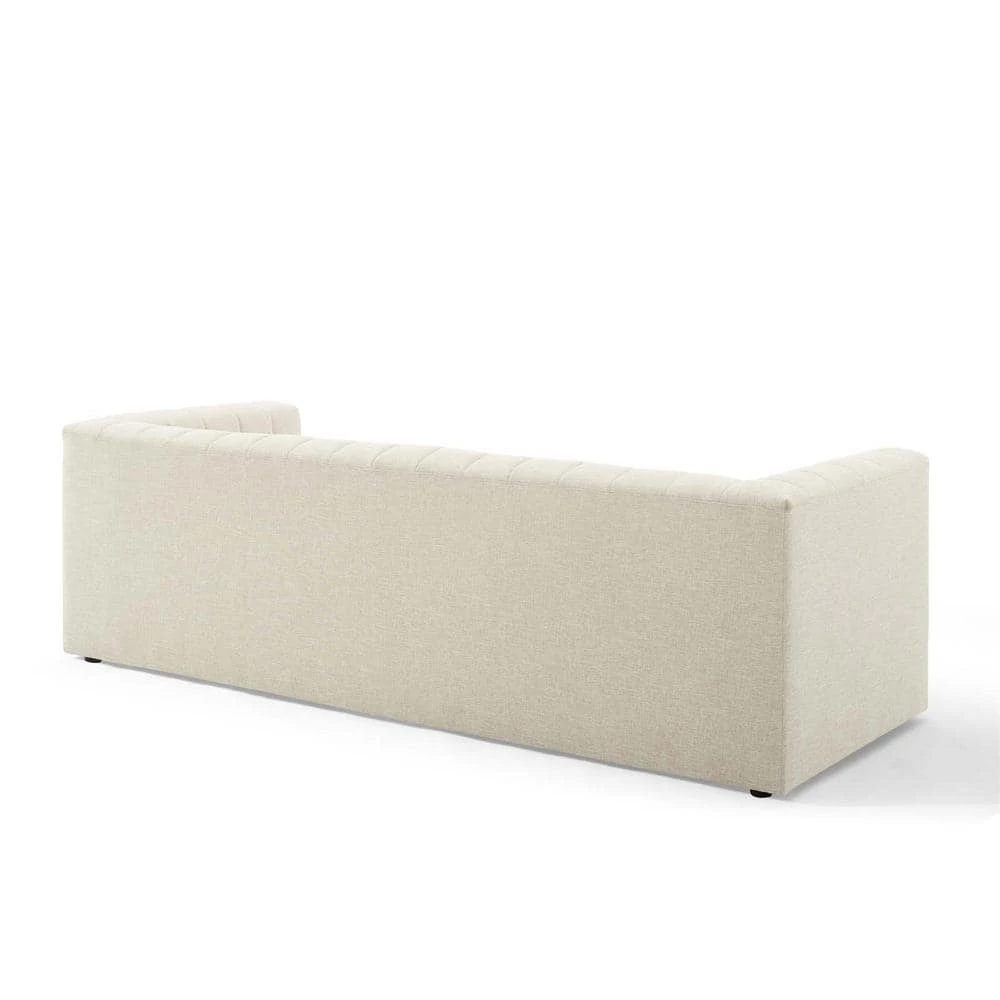 Reflection 91 in. Beige Channel Tufted Polyester 3-Seater Tuxedo Sofa by MODWAY 5 Reflection 91 in. Beige Channel Tufted Polyester 3-Seater Tuxedo Sofa by MODWAY - Image 3