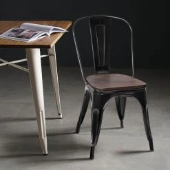 Set of 4, Metal Dining Chair Stackable with Wood Cushion in Black & Coffee by Boyel Living 21 Set of 4, Metal Dining Chair Stackable with Wood Cushion in Black & Coffee by Boyel Living -MODWAY store black and coffee boyel living dining chairs hysn 66013bk 31 1000