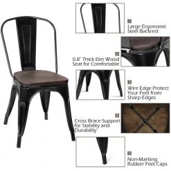 Set of 4, Metal Dining Chair Stackable with Wood Cushion in Black & Coffee by Boyel Living 18 Set of 4, Metal Dining Chair Stackable with Wood Cushion in Black & Coffee by Boyel Living -MODWAY store black and coffee boyel living dining chairs hysn 66013bk 44 1000