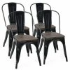 Set of 4, Metal Dining Chair Stackable with Wood Cushion in Black & Coffee by Boyel Living 1 Set of 4, Metal Dining Chair Stackable with Wood Cushion in Black & Coffee by Boyel Living -MODWAY store black and coffee boyel living dining chairs hysn 66013bk 64 1000