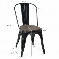 Set of 4, Metal Dining Chair Stackable with Wood Cushion in Black & Coffee by Boyel Living 20 Set of 4, Metal Dining Chair Stackable with Wood Cushion in Black & Coffee by Boyel Living -MODWAY store black and coffee boyel living dining chairs hysn 66013bk 76 1000