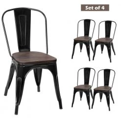 Set of 4, Metal Dining Chair Stackable with Wood Cushion in Black & Coffee by Boyel Living 15 Set of 4, Metal Dining Chair Stackable with Wood Cushion in Black & Coffee by Boyel Living -MODWAY store black and coffee boyel living dining chairs hysn 66013bk c3 1000