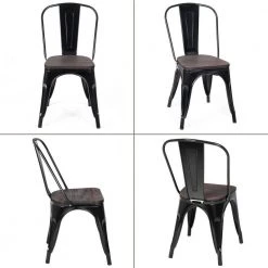 Set of 4, Metal Dining Chair Stackable with Wood Cushion in Black & Coffee by Boyel Living 19 Set of 4, Metal Dining Chair Stackable with Wood Cushion in Black & Coffee by Boyel Living -MODWAY store black and coffee boyel living dining chairs hysn 66013bk fa 1000