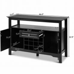 Black Elegant Classical Multifunctional Wooden Wine Storage Cabinet Table by Boyel Living -MODWAY store black boyel living accent cabinets hysn 55015bk 1f 1000