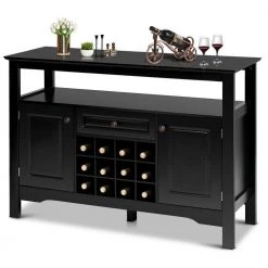 Black Elegant Classical Multifunctional Wooden Wine Storage Cabinet Table by Boyel Living -MODWAY store black boyel living accent cabinets hysn 55015bk 4f 1000