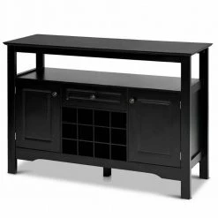 Black Elegant Classical Multifunctional Wooden Wine Storage Cabinet Table by Boyel Living