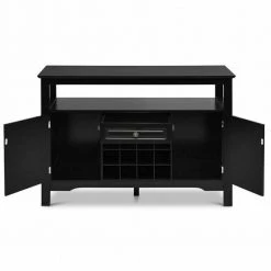 Black Elegant Classical Multifunctional Wooden Wine Storage Cabinet Table by Boyel Living -MODWAY store black boyel living accent cabinets hysn 55015bk 77 1000