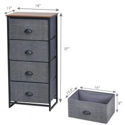 Black Nightstand Storage Cabinet with 4 Removable Storage Bins by Boyel Living -MODWAY store black boyel living accent cabinets hysn 61420bk 1f 1000