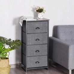 Black Nightstand Storage Cabinet with 4 Removable Storage Bins by Boyel Living -MODWAY store black boyel living accent cabinets hysn 61420bk 31 1000