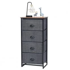 Black Nightstand Storage Cabinet with 4 Removable Storage Bins by Boyel Living -MODWAY store black boyel living accent cabinets hysn 61420bk 4f 1000