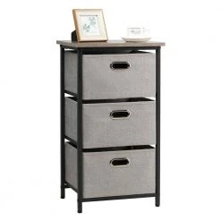 Black 3-Drawer Storage Cabinet with Foldable Fabric Storage Bins by Boyel Living -MODWAY store black boyel living accent cabinets hysn 63921bk 4f 1000