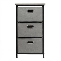 Black 3-Drawer Storage Cabinet with Foldable Fabric Storage Bins by Boyel Living