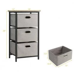 Black 3-Drawer Storage Cabinet with Foldable Fabric Storage Bins by Boyel Living -MODWAY store black boyel living accent cabinets hysn 63921bk 77 1000