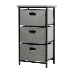 Black 3-Drawer Storage Cabinet with Foldable Fabric Storage Bins by Boyel Living -MODWAY store black boyel living accent cabinets hysn 63921bk c3 1000