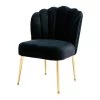 Black Modern Seashell Design Velvet Golden Legs Side Chair by Boyel Living -MODWAY store black boyel living accent chairs hfsn 197bk 64 1000
