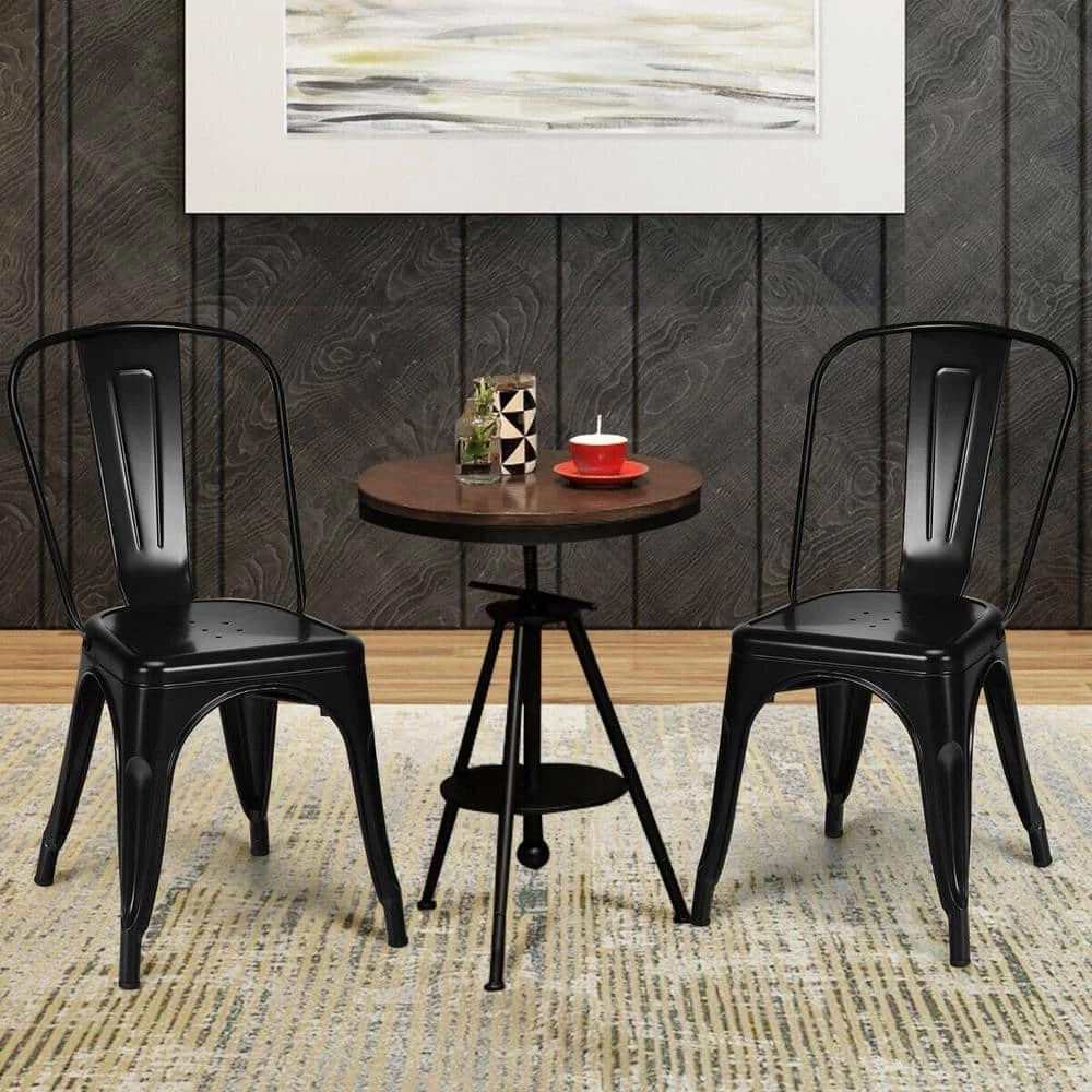 Black Steel Stackable Dinning Side Chairs (Set of 4) by Boyel Living 8 Black Steel Stackable Dinning Side Chairs (Set of 4) by Boyel Living - Image 6