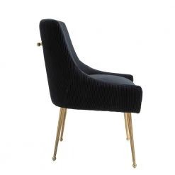Soft Black Velvet Upholstered Side Chair with Golden Legs (Set of 2) by Boyel Living -MODWAY store black boyel living accent chairs zjxy89 2 black 44 1000