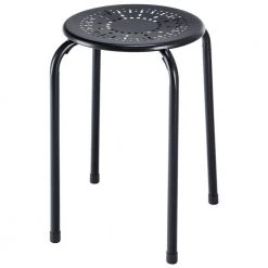 17.5 in. 6-Piece Black Backless Round Metal Stool Set by Boyel Living -MODWAY store black boyel living bar stools hysn 57883bk 4f 1000