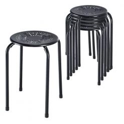 17.5 in. 6-Piece Black Backless Round Metal Stool Set by Boyel Living -MODWAY store black boyel living bar stools hysn 57883bk c3 1000