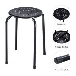 17.5 in. 6-Piece Black Backless Round Metal Stool Set by Boyel Living -MODWAY store black boyel living bar stools hysn 57883bk fa 1000