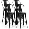 Black 4-Piece 30 in. High Back Metal Industrial Bar Stools with Top and High Backrest by Boyel Living 2 Black 4-Piece 30 in. High Back Metal Industrial Bar Stools with Top and High Backrest by Boyel Living -MODWAY store black boyel living bar stools hysn 66215bk 64 1000