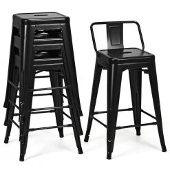 24 in. Black Metal Counter Stools (Set of 4) by Boyel Living