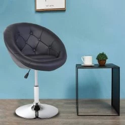 36 in. Black Adjustable Modern Swivel Upholstered Button Tufted Bar Stool by Boyel Living -MODWAY store black boyel living bar stools hysn 66471bk 31 1000