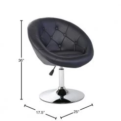 36 in. Black Adjustable Modern Swivel Upholstered Button Tufted Bar Stool by Boyel Living -MODWAY store black boyel living bar stools hysn 66471bk 40 1000