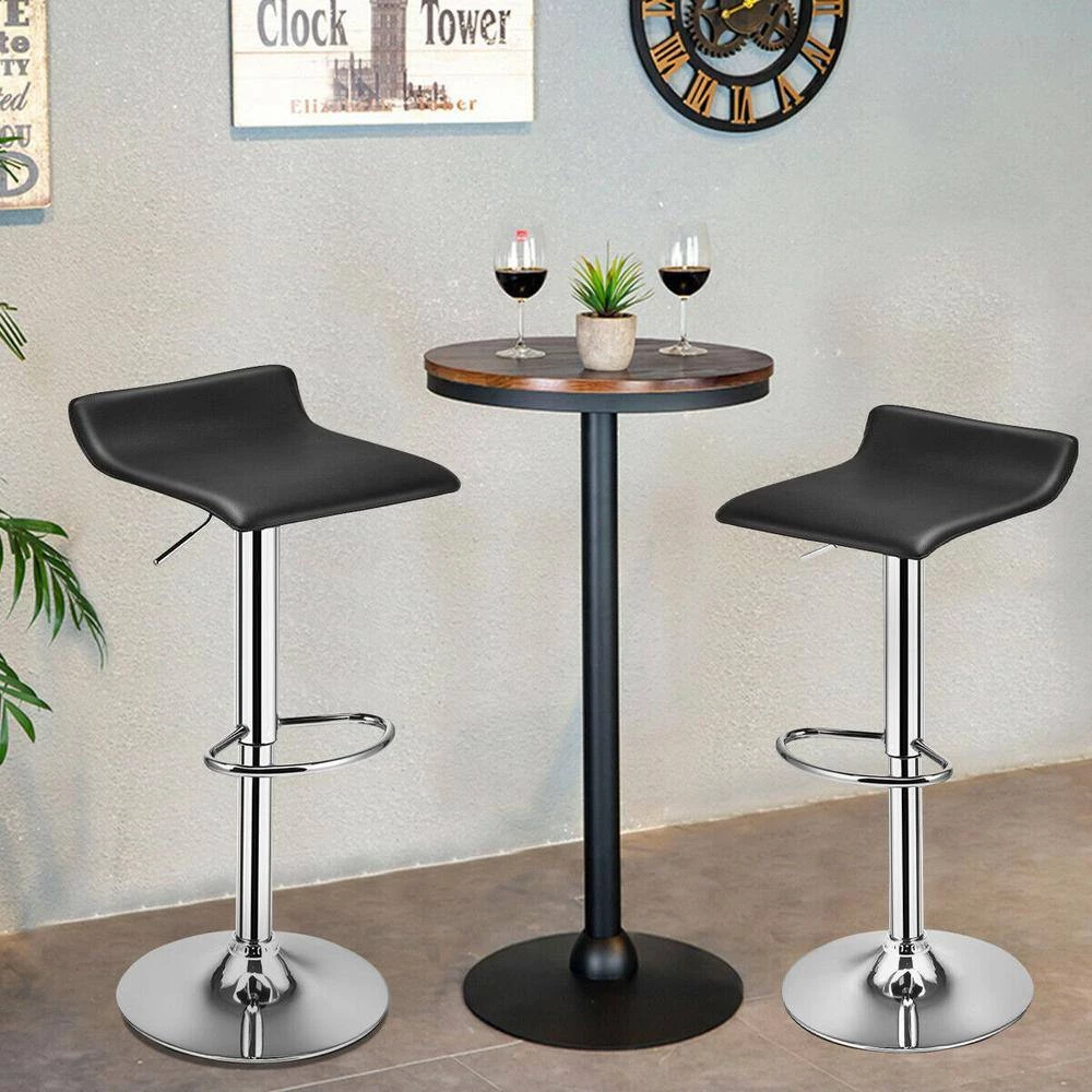 33.5 in. 2-Piece Black PU Leather Adjustable Backless Swivel Bar Stools by Boyel Living 9 33.5 in. 2-Piece Black PU Leather Adjustable Backless Swivel Bar Stools by Boyel Living - Image 7