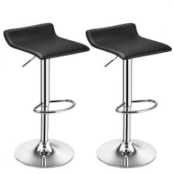 33.5 in. 2-Piece Black PU Leather Adjustable Backless Swivel Bar Stools by Boyel Living