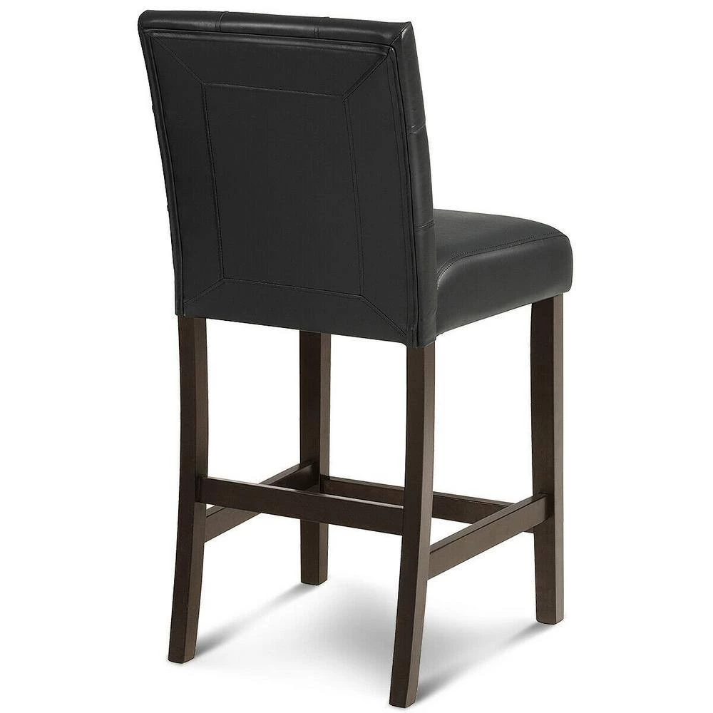 2-Piece Black Leather Bar Stools with Wood Legs by Boyel Living 8 2-Piece Black Leather Bar Stools with Wood Legs by Boyel Living - Image 6