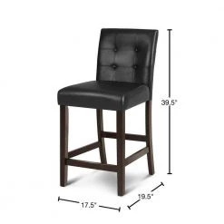 2-Piece Black Leather Bar Stools with Wood Legs by Boyel Living 12 2-Piece Black Leather Bar Stools with Wood Legs by Boyel Living -MODWAY store black boyel living bar stools hysn 66619 40 1000