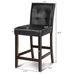 2-Piece Black Leather Bar Stools with Wood Legs by Boyel Living 16 2-Piece Black Leather Bar Stools with Wood Legs by Boyel Living -MODWAY store black boyel living bar stools hysn 66619 44 1000